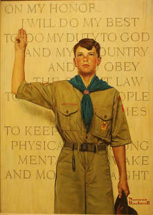 Norman Rockwell painting of a Scout and the Scout Oath